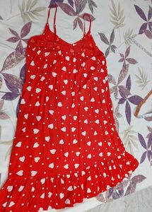 Red Heart Print Sundress