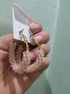 Elegant Leaf Design  and pink earring