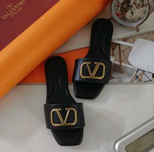 Valentino Garavani Black Leather Slides