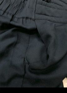 Navy Wide-Leg Pants with Belt