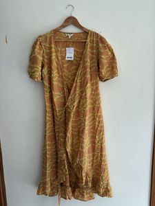 Next Brown Leaf Print Wrap Dress
