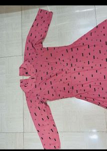 Chic Pink Printed Midi Dress