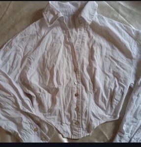 Chic White Corset Button-Up Shirt with boning