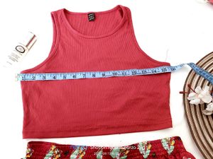 Red Sleeveless Top &amp; Shorts Set