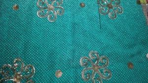 Beautiful Teal Saree with Silver Embellishments