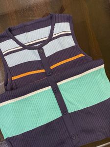 Striped Button-Up Knit Dress