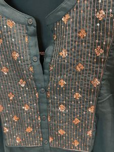 Beautiful sea green sequins short kurta