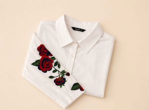Embroidered Rose Button-Up Shirt
