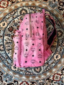 Pink MCM Studded Backpack