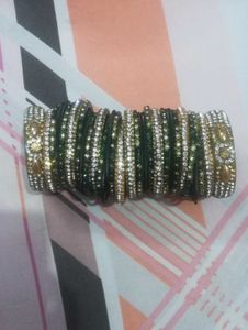 Green &amp; Golden Bangle Set