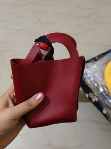 Chic Light Blue Handbag with Scarf Detail
