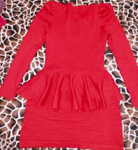Mini Wool Red Dress