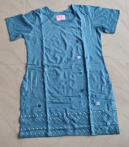 Blue Printed T-Shirt Dress