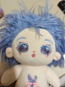 Unique Plush Doll with Blue Hair