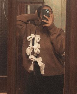 Stylish Brown sweater with Bow Details