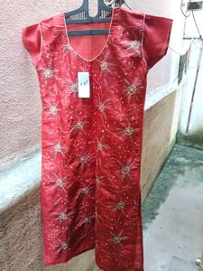 new dress Elegant Rust Embroidered Kurta