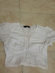 White Broderie Anglaise Crop Top