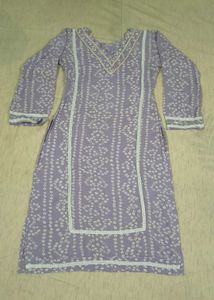 Lavender Printed Kurti with pant