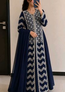 Elegant Navy Blue Embellished Gown