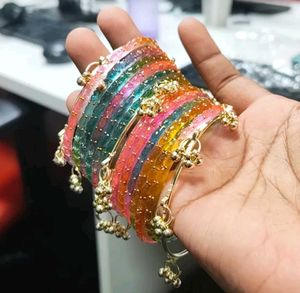 Colorful Beaded Bangles with Charms