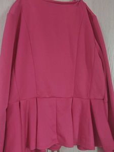 Shein Pink Peplum Zip Jacket