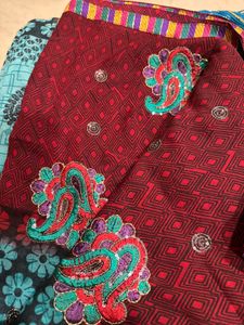 Elegant Maroon &amp; Blue Paisley Saree