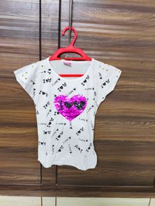 White T-Shirt with Pink Heart