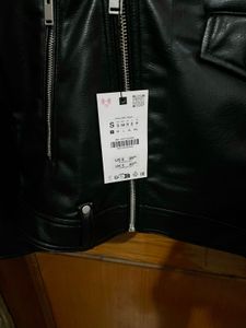 Zara Black Faux Leather Biker Jacket