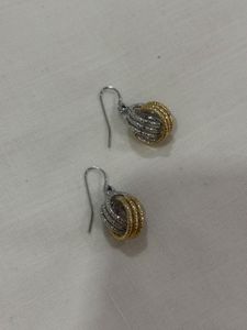 Chic Two-Tone Hoop Drop Earrings