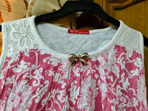 Stylish Pink Floral Kurta Top