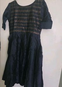 Vark Navy Blue Dress with Sequins
