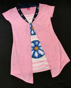 Pink Tunic Top with Floral Print