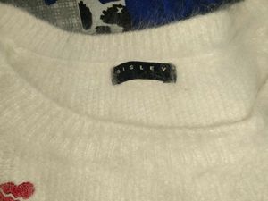 White Heart Pattern Sweater