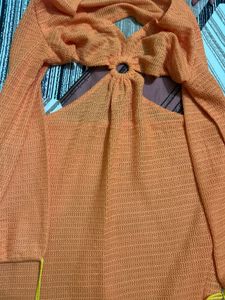 Vibrant Orange Cut-Out Mini Dress
