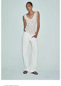 Zara celebs style White Lace Bodysuit