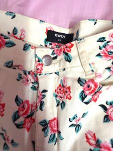 Floral Print Denim Shorts