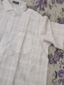 White Plaid Short Sleeve Shirt