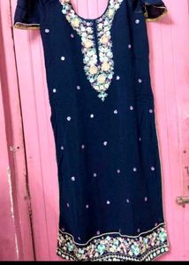 Elegant Navy Blue Embroidered Kurta Set