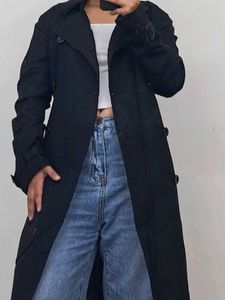 Classic Black Double-Breasted Trench Coat