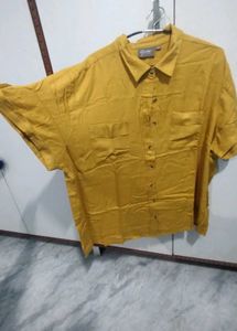 Mustard Yellow Short Sleeve Button-Up Shirt
