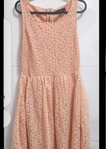 Peach Lace Fit &amp; Flare Dress