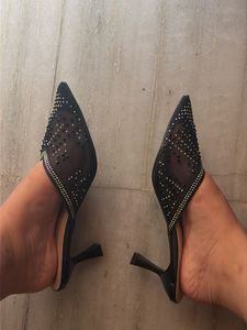 Sparkling Mesh Stiletto Mules