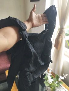 Chic Black Off-Shoulder Tie-Up Top