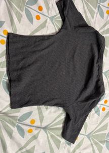 Dark Grey Boat Neck T-Shirt