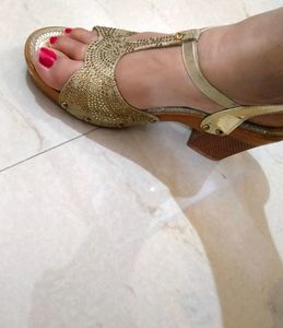 Women Golden Shimmer Heels