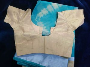 Blue Tie-Dye Cotton Saree with Blouse