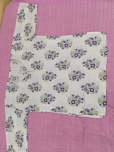 Elegant White Kurta with Purple Floral Print