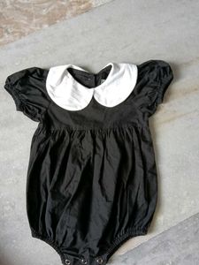 Cute Black Baby Romper with White Collar