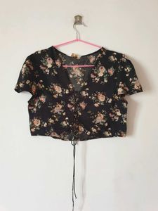 Midnight Garden lace up blouse