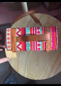 Textured Printed Fabric Block Bag Stylish